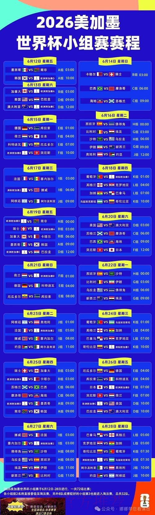 2026世界杯完整赛程完整版比赛时间表怎么看 2026世界杯完整赛程完整版比赛时间表怎么看